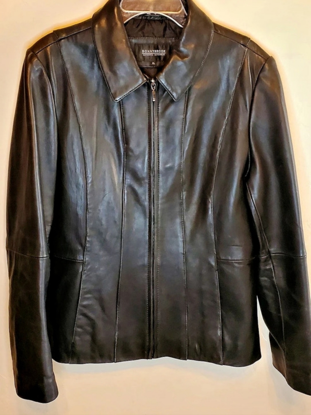 Donnybrook Soft Leather Zip Jacket With Pockets in Black Size XL